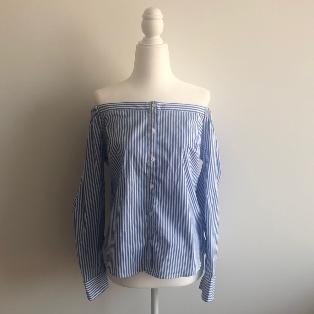 Express Off the Shoulder Striped Shirt